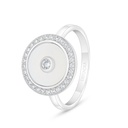 Sterling Silver 925 Ring Rhodium Plated Embedded With White Shell And White Zircon