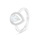 Sterling Silver 925 Ring Rhodium Plated Embedded With White Zircon