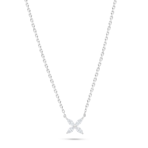 [NCL01WCZ00000C434] Sterling Silver 925 Necklace Rhodium Plated Embedded With White Zircon