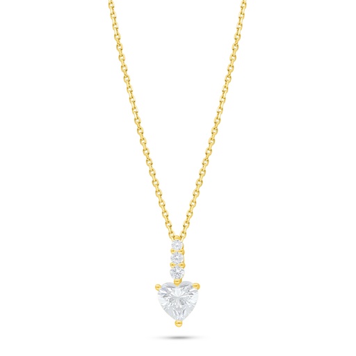 [NCL02WCZ00000C521] Sterling Silver 925 Necklace Golden Plated Embedded With White Zircon