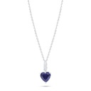 Sterling Silver 925 Necklace Rhodium Plated Embedded With Sapphire Corundum 