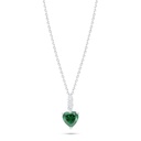 Sterling Silver 925 Necklace Rhodium Plated Embedded With Emerald Zircon 