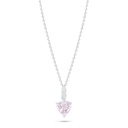 Sterling Silver 925 Necklace Rhodium Plated Embedded With Pink Zircon  