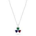 Sterling Silver 925 Necklace Rhodium Plated Embedded With Emerald Zircon And Sapphire Corundum And Ruby Corundum