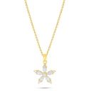 Sterling Silver 925 Necklace Golden Plated Embedded With Yellow Diamond And White Zircon