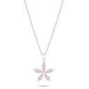 Sterling Silver 925 Necklace Rhodium Plated Embedded With Pink Zircon And White Zircon