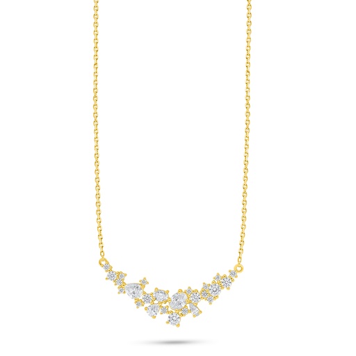 [NCL02WCZ00000C526] Sterling Silver 925 Necklace Golden Plated Embedded With White Zircon