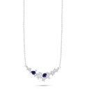 Sterling Silver 925 Necklace Rhodium Plated Embedded With Sapphire Corundum And White Zircon