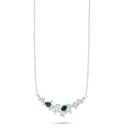 Sterling Silver 925 Necklace Rhodium Plated Embedded With Emerald Zircon And White Zircon