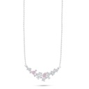 Sterling Silver 925 Necklace Rhodium Plated Embedded With Pink Zircon And White Zircon