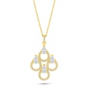 Sterling Silver 925 Necklace Golden Plated Embedded With White Zircon