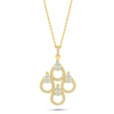 Sterling Silver 925 Necklace Golden Plated Embedded With Yellow Diamond And White Zircon