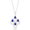 Sterling Silver 925 Necklace Rhodium Plated Embedded With Sapphire Corundum And White Zircon