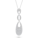 Sterling Silver 925 Necklace Rhodium Plated Embedded With White Zircon