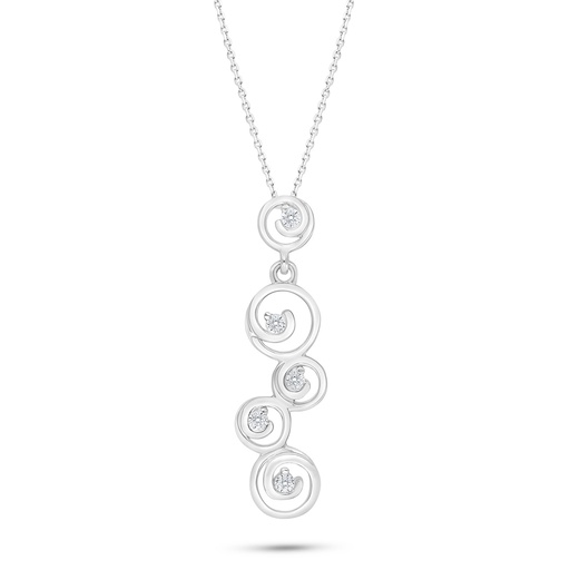 [NCL01WCZ00000C546] Sterling Silver 925 Necklace Rhodium Plated Embedded With White Zircon