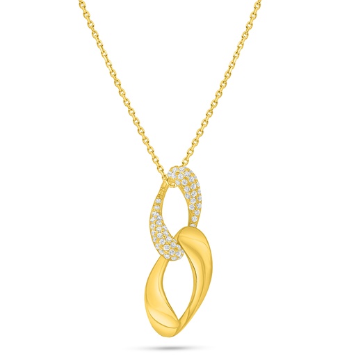 [NCL02WCZ00000C547] Sterling Silver 925 Necklace Golden Plated Embedded With White Zircon