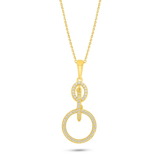 [NCL02WCZ00000C548] Sterling Silver 925 Necklace Golden Plated Embedded With White Zircon