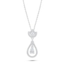 Sterling Silver 925 Necklace Rhodium Plated Embedded With White Zircon