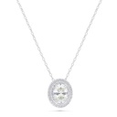 Sterling Silver 925 Necklace Rhodium Plated Embedded With Yellow Diamond And White Zircon