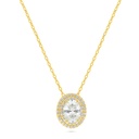 Sterling Silver 925 Necklace Golden Plated Embedded With Yellow Diamond And White Zircon