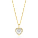 Sterling Silver 925 Necklace Golden Plated Embedded With White Zircon