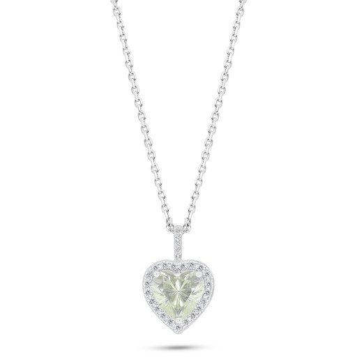 [NCL01CIT00WCZC553] Sterling Silver 925 Necklace Rhodium Plated Embedded With Yellow Diamond And White Zircon