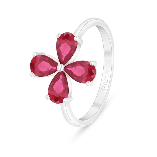 Sterling Silver 925 Ring Rhodium Plated Embedded With Ruby Corundum 