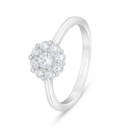 Sterling Silver 925 Ring Rhodium Plated Embedded With White Zircon