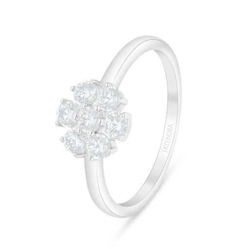 Sterling Silver 925 Ring Rhodium Plated Embedded With White Zircon