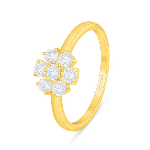Sterling Silver 925 Ring Golden Plated Embedded With White Zircon