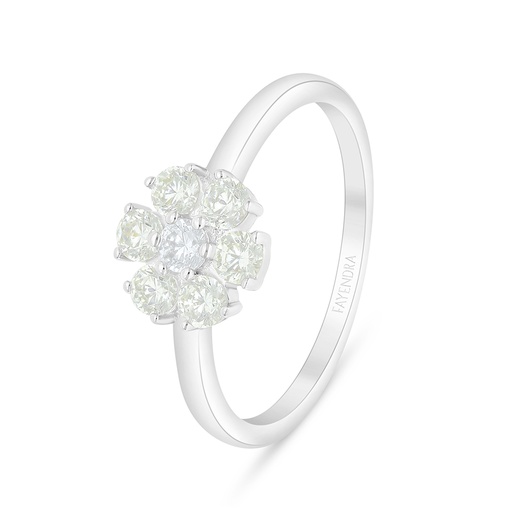 Sterling Silver 925 Ring Rhodium Plated Embedded With Yellow Diamond 