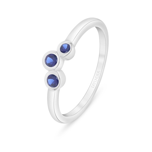 Sterling Silver 925 Ring Rhodium Plated Embedded With Sapphire Corundum And White Zircon