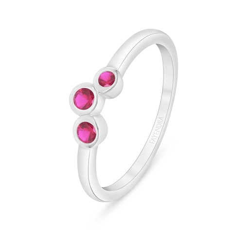 Sterling Silver 925 Ring Rhodium Plated Embedded With Ruby Corundum And White Zircon