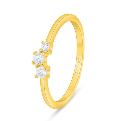 Sterling Silver 925 Ring Golden Plated Embedded With White Zircon