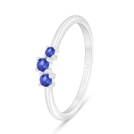 Sterling Silver 925 Ring Rhodium Plated Embedded With Sapphire Corundum And White Zircon