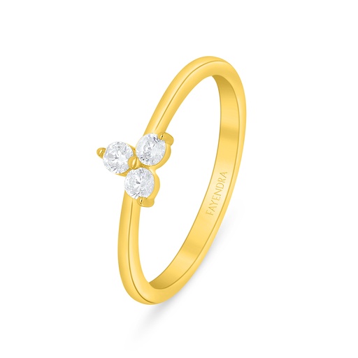 Sterling Silver 925 Ring Golden Plated Embedded With White Zircon