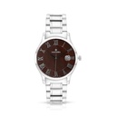 Stainless Steel 316 Watch Silver Color For Men - BROWN DIAL