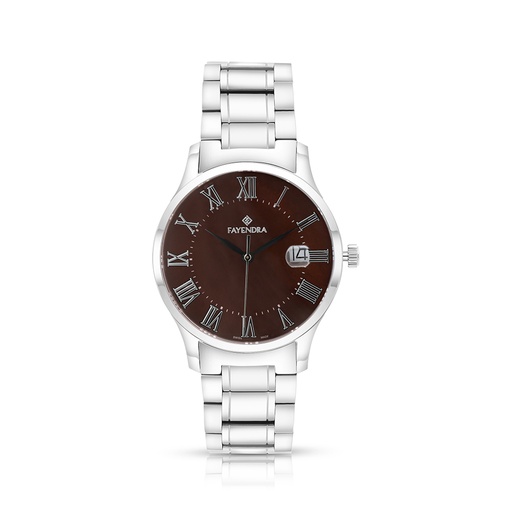[WAT3100000BRNW099] Stainless Steel 316 Watch Silver Color For Men - BROWN MOP DIAL