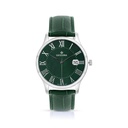 ساعة رجالي ستانلس ستيل عيار 316 بلون فضي جلد أخضر GREEN DIAL