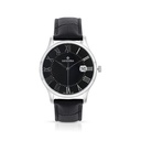 Stainless Steel 316 Watch Silver Color Embedded With Black Leather For Men - BLACK DIAL