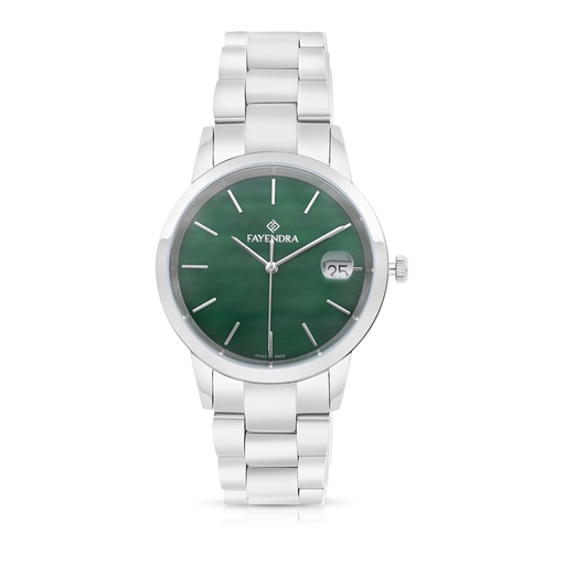 [WAT3100000GRNW103] ساعة ستانلس ستيل عيار 316 بلون فضي GREEN DIAL