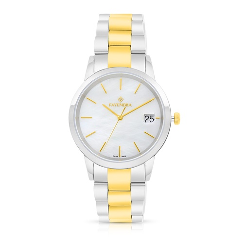 [WAT3400000MOPW103] ساعة ستانلس ستيل عيار 316 بلون فضي و ذهبي WHITE DIAL