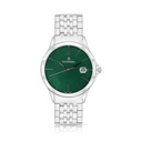 ساعة رجالي ستانلس ستيل عيار 316 بلون فضي GREEN DIAL