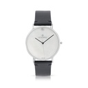 Stainless Steel 316 Watch Silver Color Embedded With Black Leather For Men - WHITE DIAL