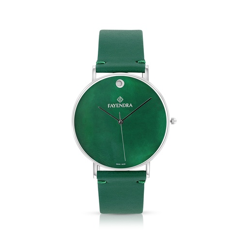 [WAT3100000GRNW106] ساعة رجالي ستانلس ستيل عيار 316 بلون فضي جلد أخضر GREEN DIAL