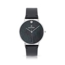 Stainless Steel 316 Watch Silver Color Embedded With Black Leather For Men - BLACK DIAL