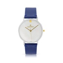 Stainless Steel 316 Watch Silver Color Embedded With Blue Leather For Men - WHITE DIAL