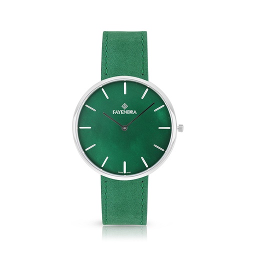 [WAT3100000GRNW107] ساعة رجالي ستانلس ستيل عيار 316 بلون فضي جلد أخضر GREEN DIAL