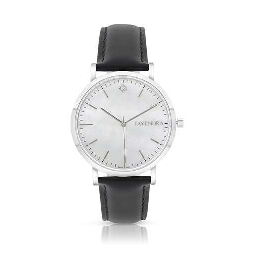 [WAT3100000MOPW109] ساعة رجالي ستانلس ستيل عيار 316 بلون فضي جلد اسود WHITE DIAL