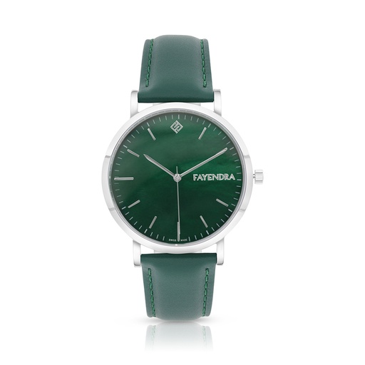 [WAT3100000GRNW109] ساعة رجالي ستانلس ستيل عيار 316 بلون فضي جلد أخضر GREEN DIAL